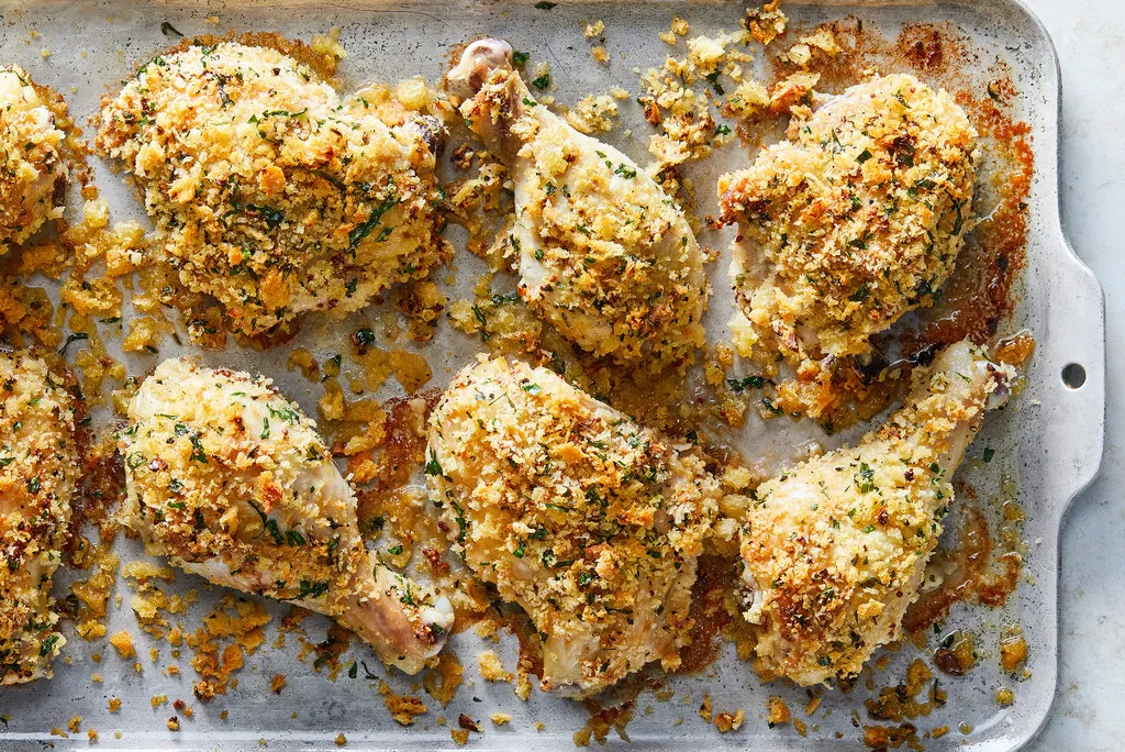 Cuisses de poulet cuites au four à la moutarde et aux herbes