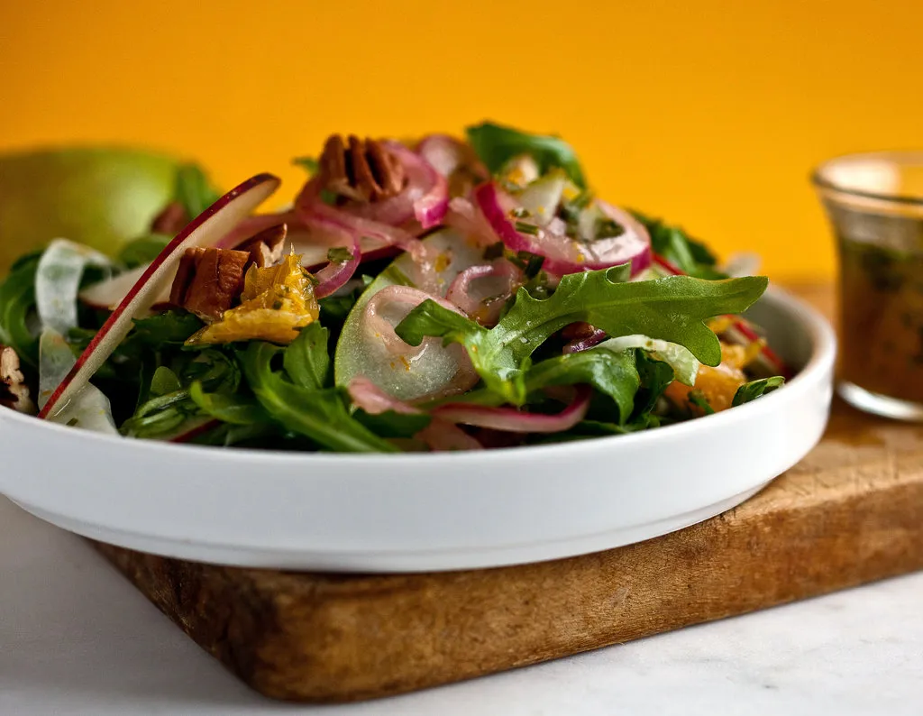 Fenouil et pommes râpés avec vinaigrette à la mandarine