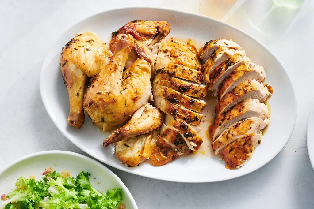 Poulet rôti au tarragon et au cognac