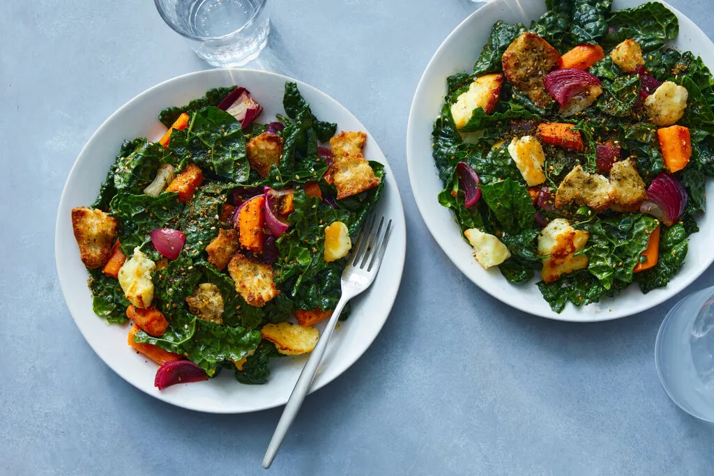 Salade de carottes caramélisées et halloumi