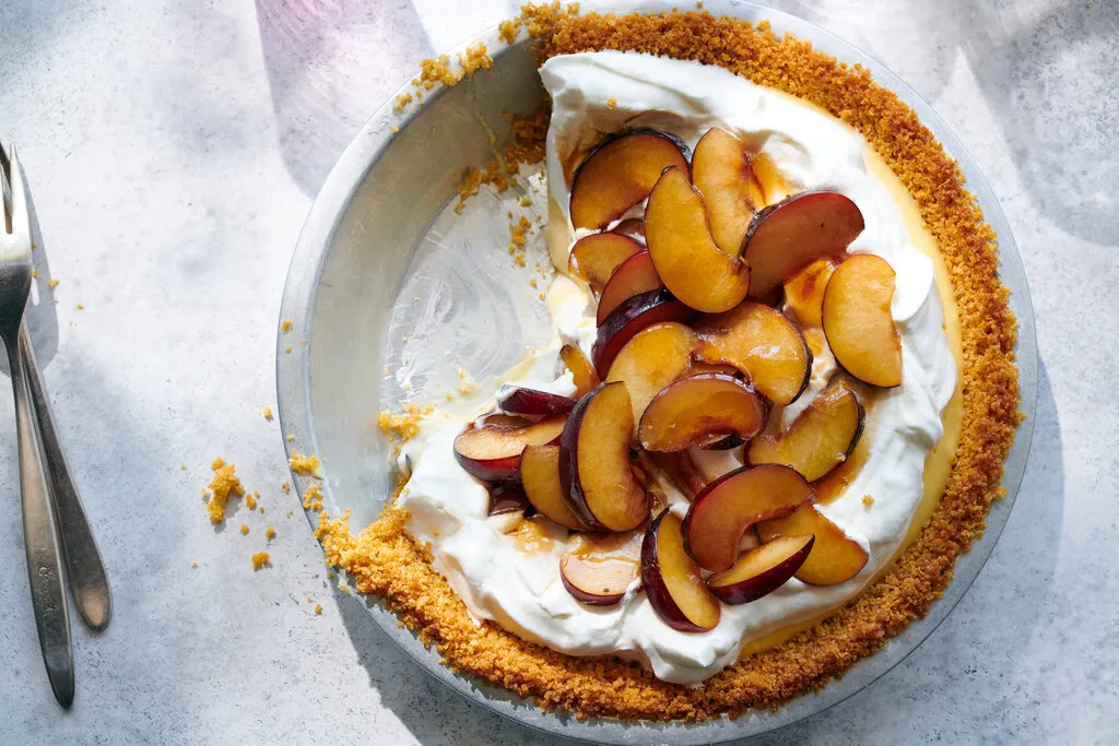 Tarte au lait et au miel avec croûte de céréales